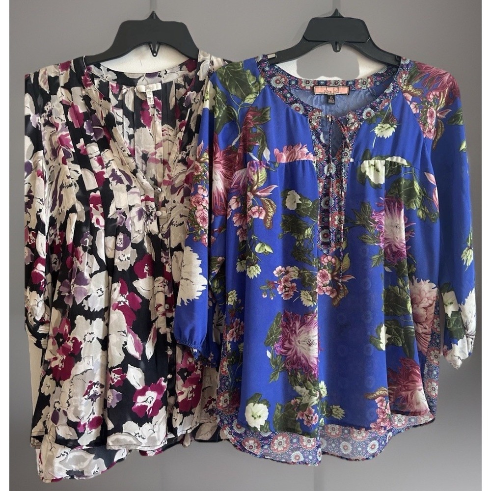 Lot Olive Hill And Joie Womens Boho Floral Geometric Tunic Blouse Top Size Small